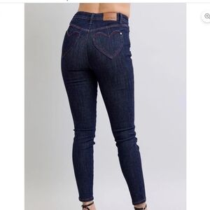 Judy Blue Valentine's Day Heart Pocket Jeans Size 16 Dark Wash Stretch Denim